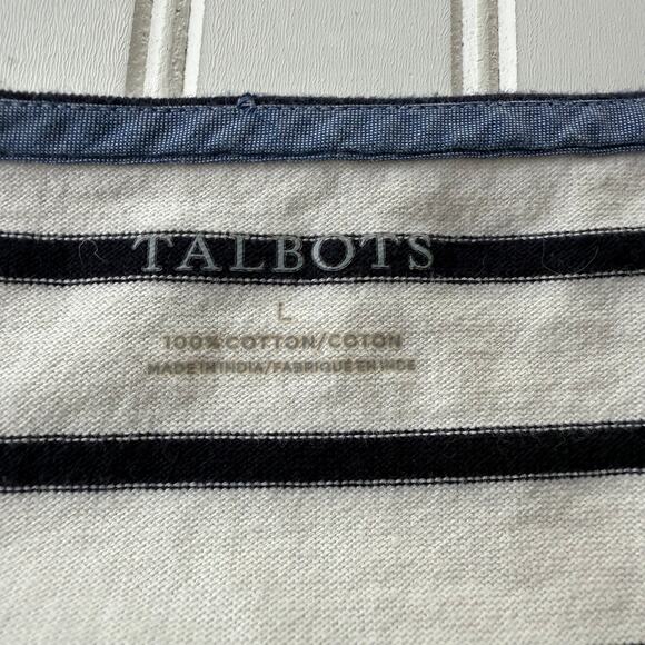 Talbots white black stripe lobster sweater size L - Picture 2 of 9